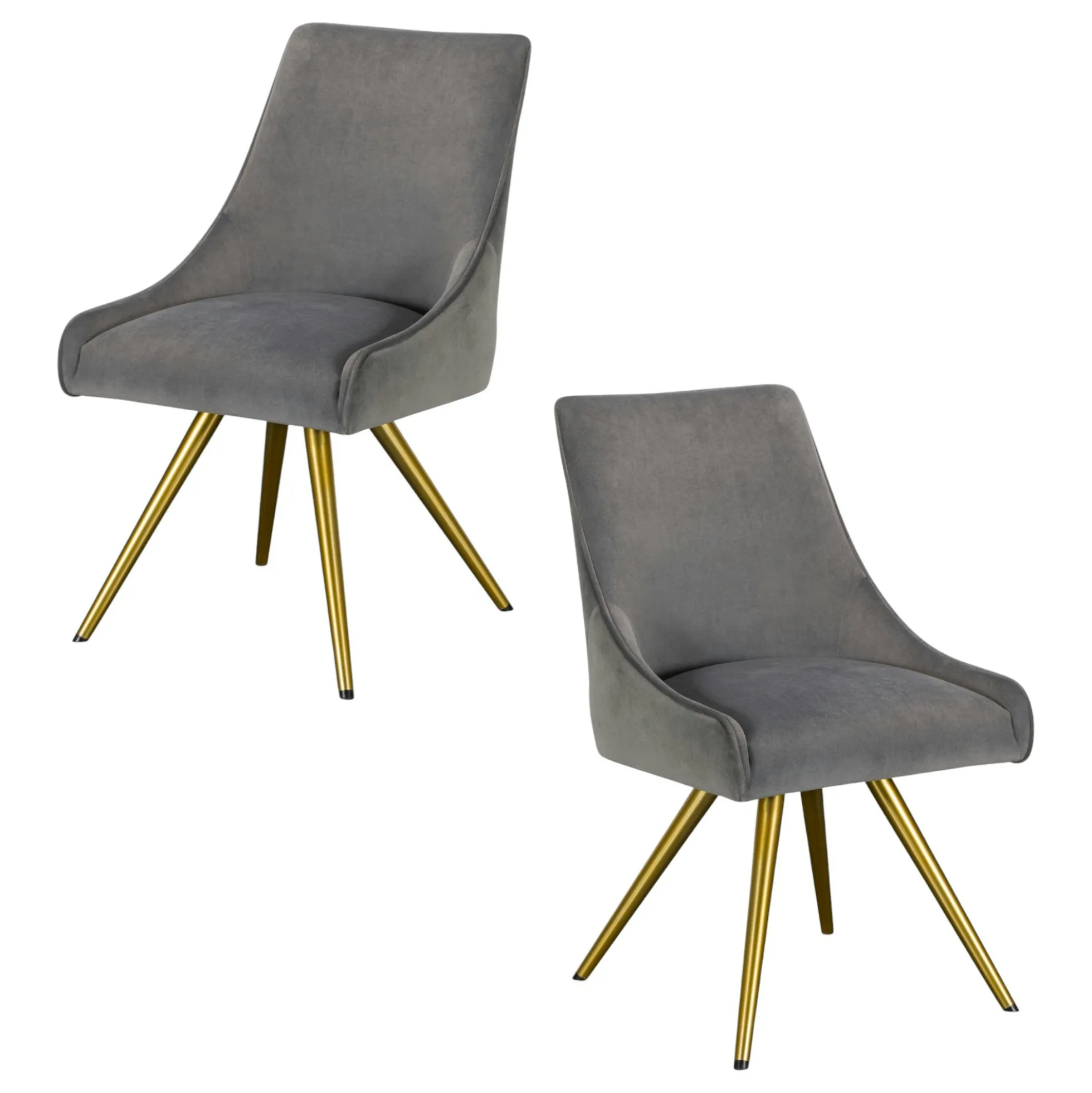 Chaise velours gris (lot de 2) HOBART