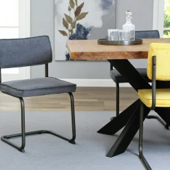 Chaise velours gris piètement luge (lot de 2) MALMOE