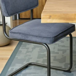 Chaise velours gris piètement luge (lot de 2) MALMOE
