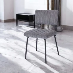 Chaise velours grosses côtes gris (lot de 2) IENA