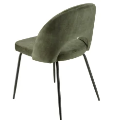 Chaise velours vert dossier demi-lune (lot de 2) TIM