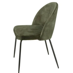 Chaise velours vert dossier demi-lune (lot de 2) TIM