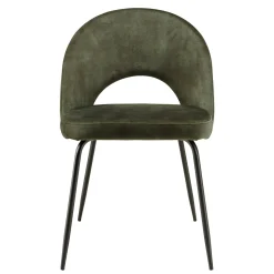 Chaise velours vert dossier demi-lune (lot de 2) TIM