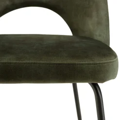 Chaise velours vert dossier demi-lune (lot de 2) TIM