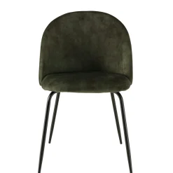 Chaise velours vert dossier galbé (lot de 2) TIM