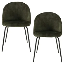 Chaise velours vert dossier galbé (lot de 2) TIM