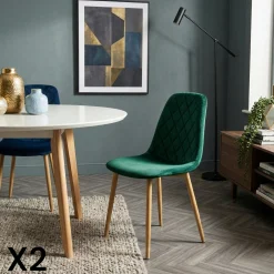 Chaise velours verte (lot de 2) HAWAI