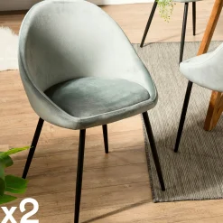 Chaise velours vert jade TIM (lot de 2)