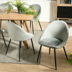 Chaise velours vert jade TIM (lot de 2)