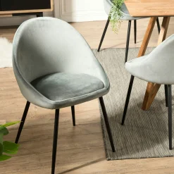 Chaise velours vert jade TIM (lot de 2)