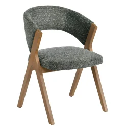 Chaise verte bois et tissu, forme ronde (lot de 2) AGADE
