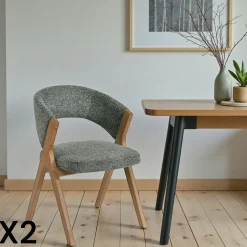 Chaise verte bois et tissu, forme ronde (lot de 2) AGADE