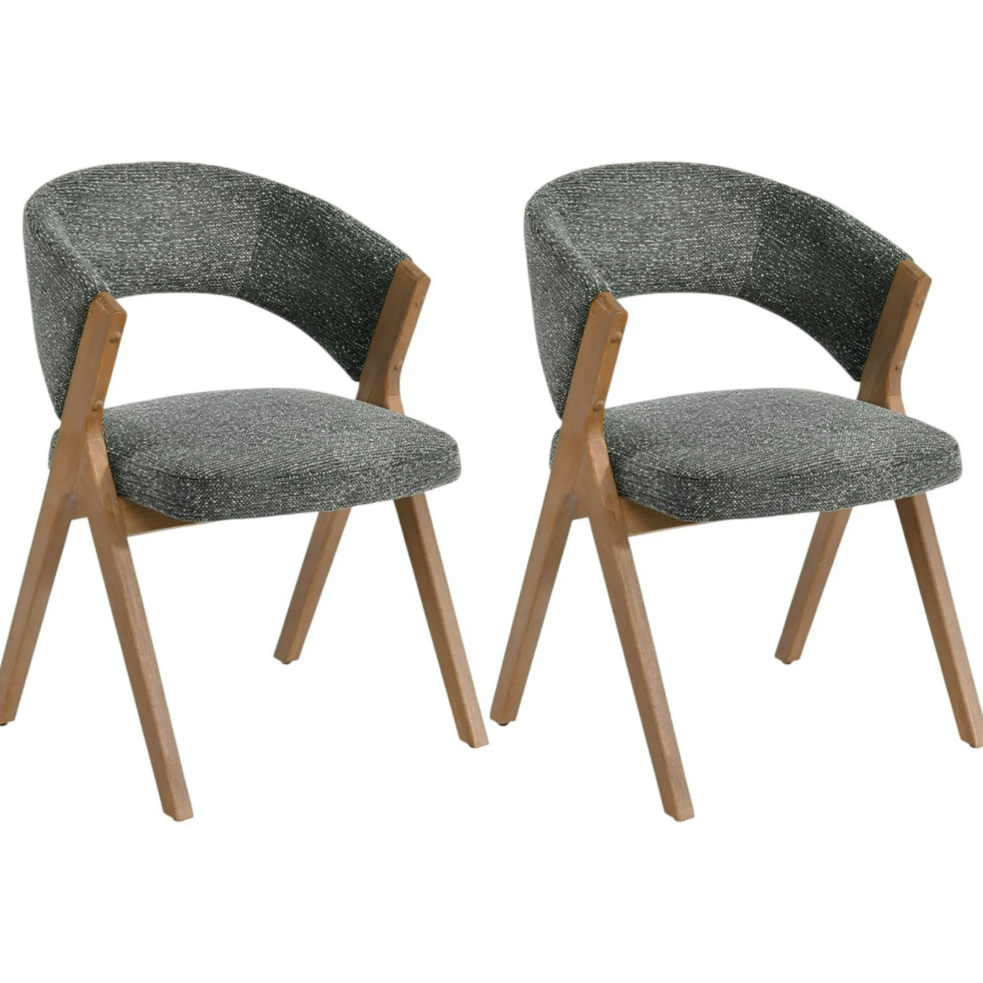 Chaise verte bois et tissu, forme ronde (lot de 2) AGADE