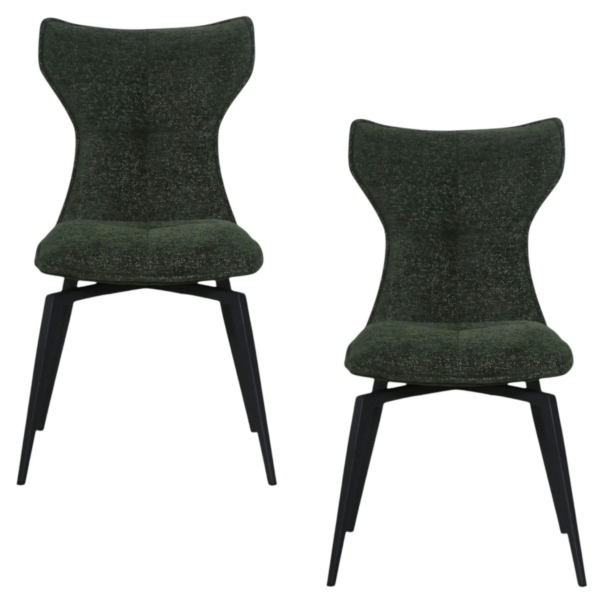 Chaise verte pivotante en velours avec passepoil (lot de 2) LOMBARDIE
