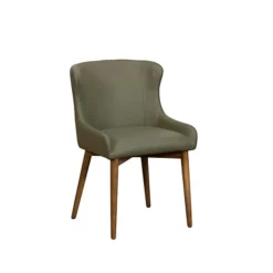 Chaise verte vintage à dossier enveloppant (x2) LARIO