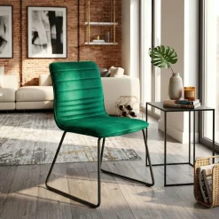 Chaise vert foncé motif ligne (lot de 2) BURGOS