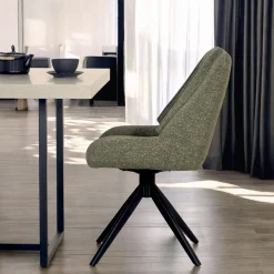 Chaise vert foncé pivotante en velours texturé (lot de 2) IENA