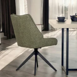 Chaise vert foncé pivotante en velours texturé (lot de 2) IENA
