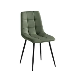 Chaise vert olive motif damier (lot de 2) LORA