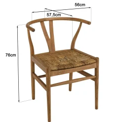 Chaise vintage bois recyclé et cannage chanvre tressé SWING