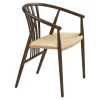 Chaise vintage en bois brun, assise rotin BERLIN