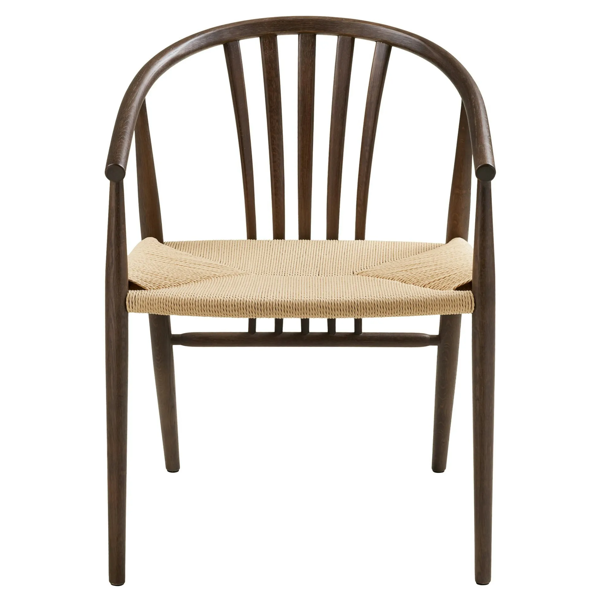 Chaise vintage en bois brun, assise rotin BERLIN