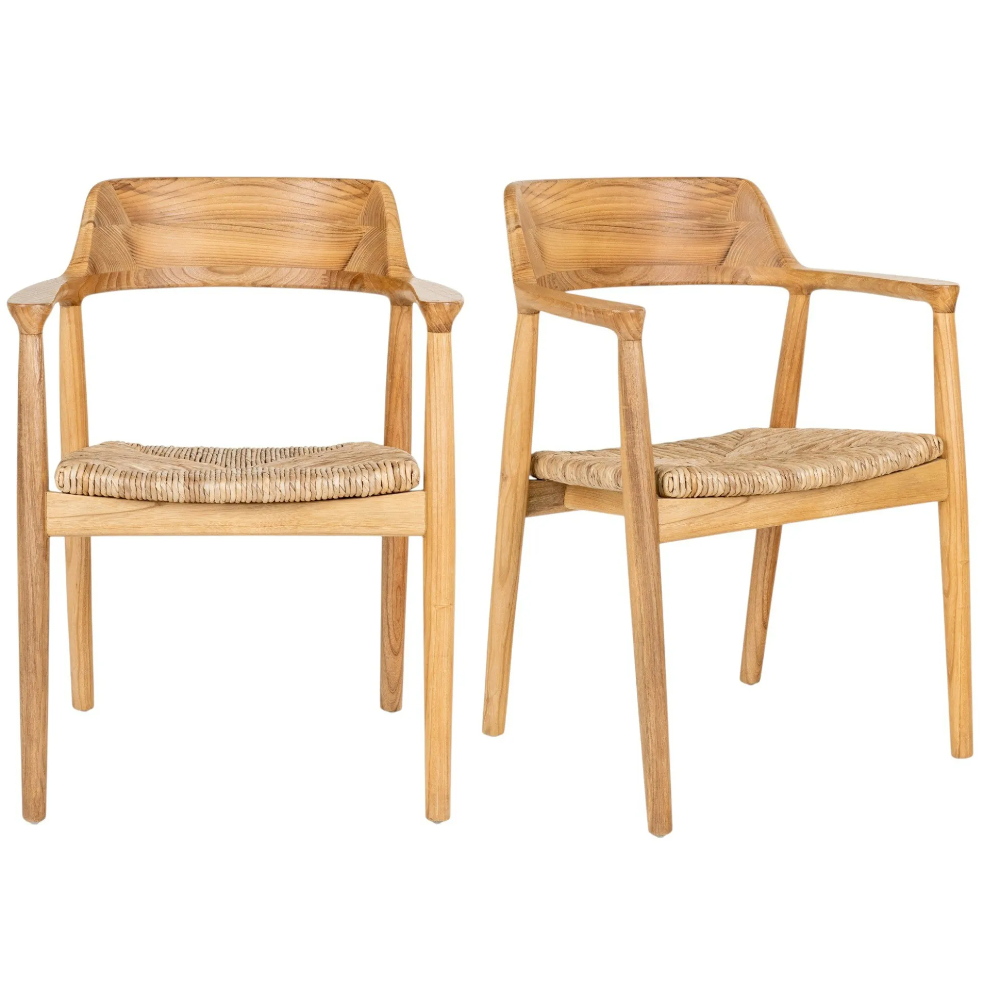 Chaise vintage en bois exotique (lot de 2)