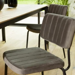Chaise vintage en velours gris sombre TIM