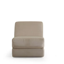 Chauffeuse convertible beige velours, lit d'appoint SAPPO