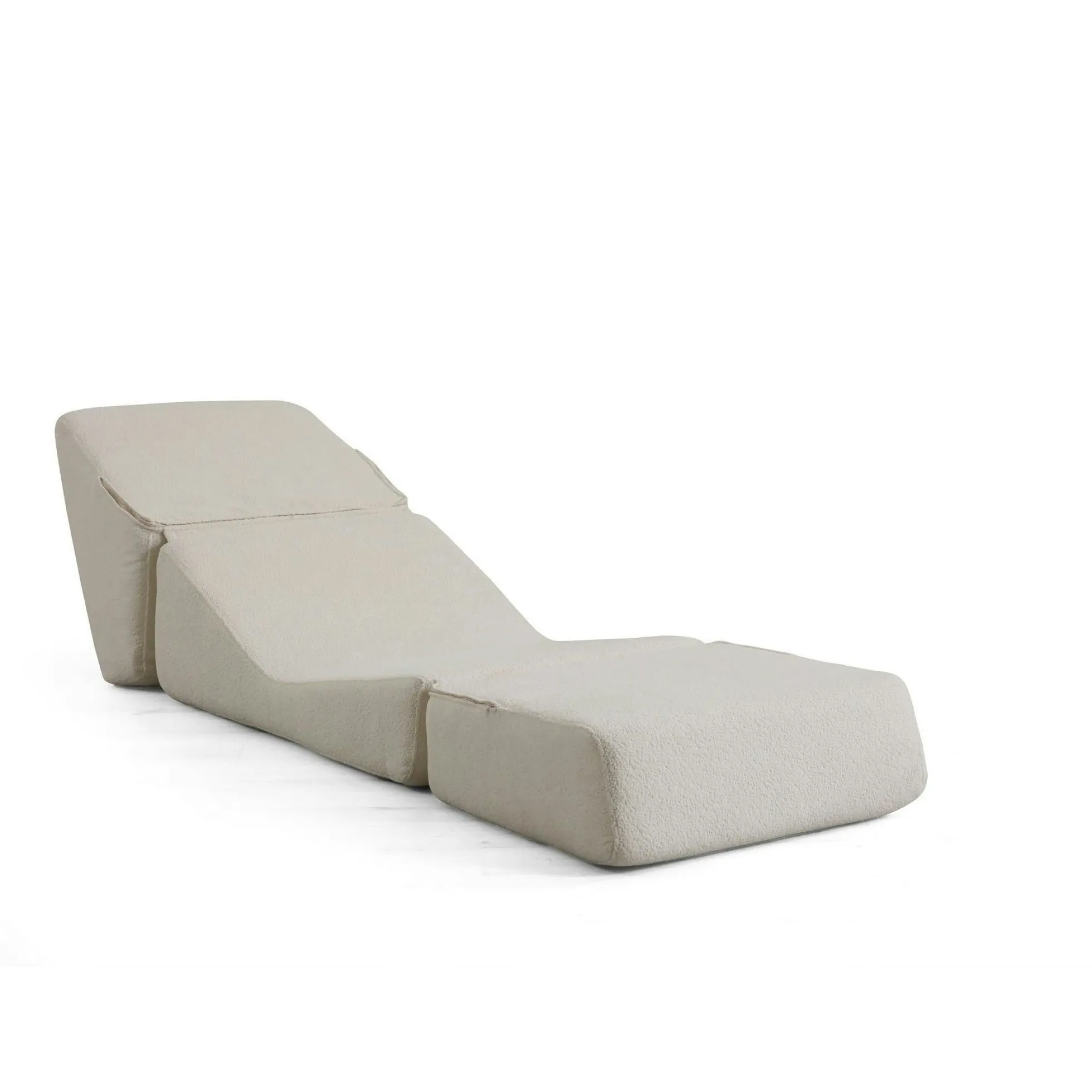 Chauffeuse convertible blanche bouclette, lit d'appoint SAPPO