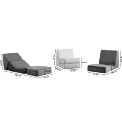 Chauffeuse convertible blanche bouclette, lit d'appoint SAPPO
