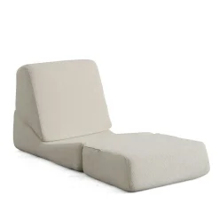 Chauffeuse convertible blanche bouclette, lit d'appoint SAPPO