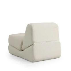 Chauffeuse convertible blanche bouclette, lit d'appoint SAPPO