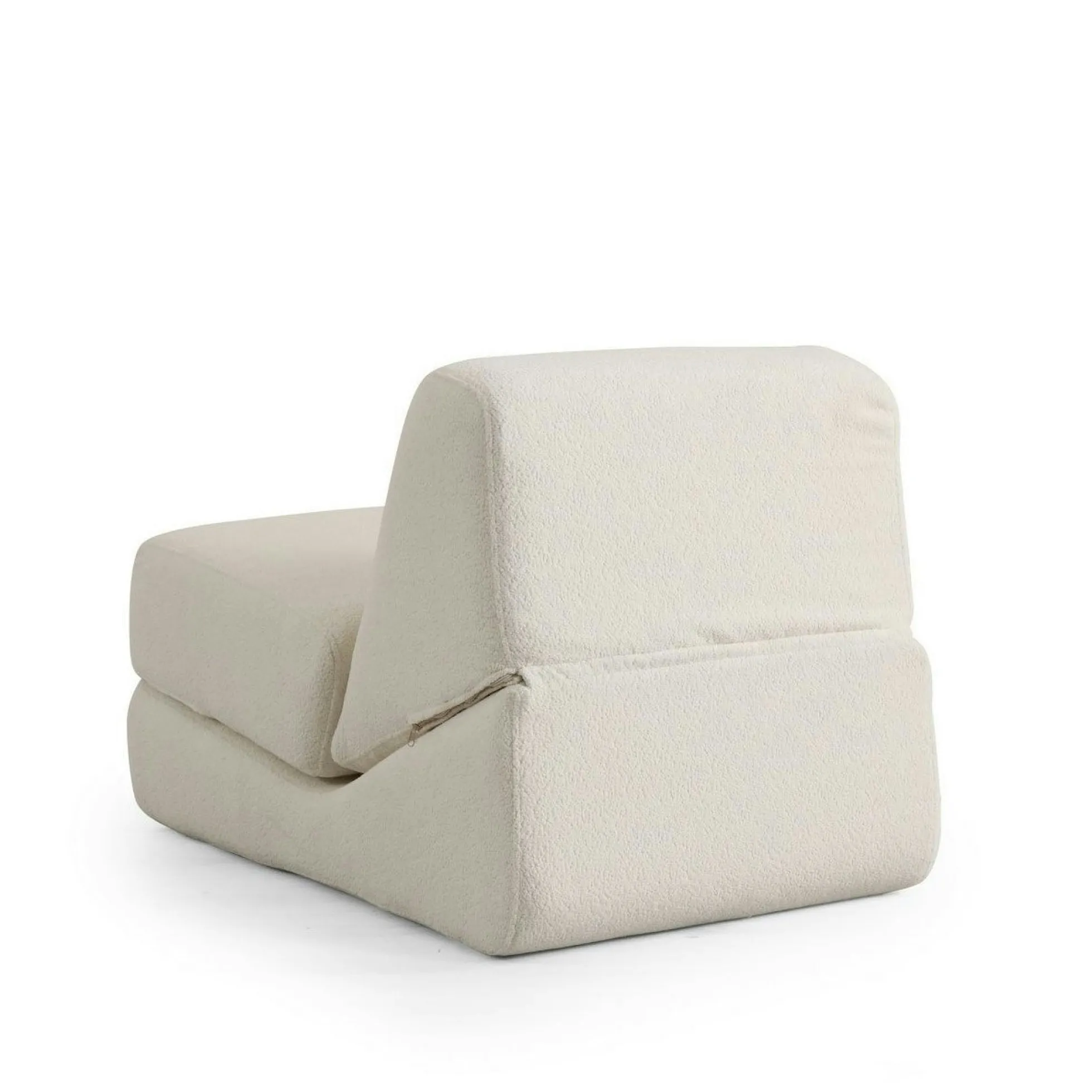 Chauffeuse convertible blanche bouclette, lit d'appoint SAPPO