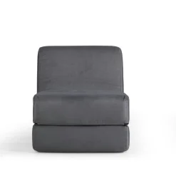 Chauffeuse convertible gris orage velours, lit d'appoint SAPPO