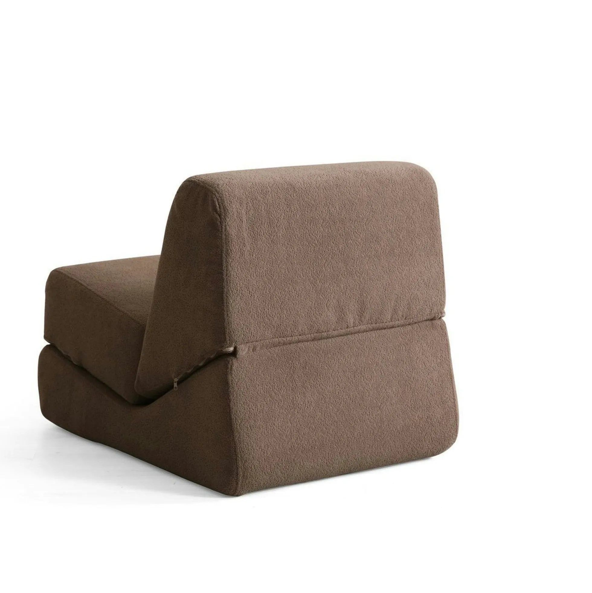 Chauffeuse convertible marron bouclette, lit d'appoint SAPPO