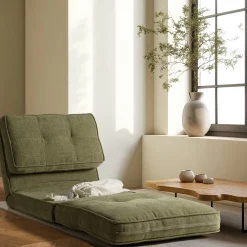 Chauffeuse convertible 1 place en tissu couleur vert ASTORI