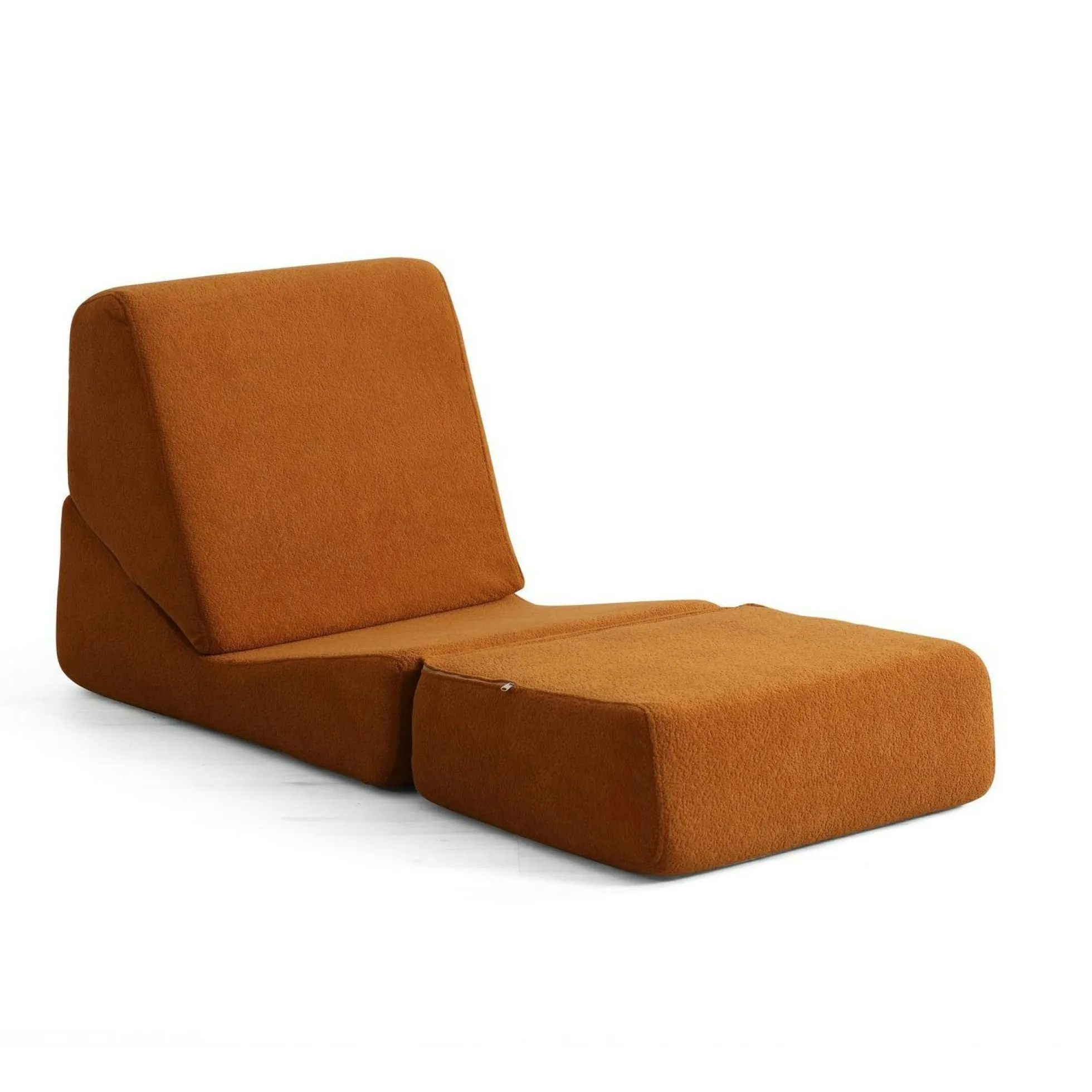 Chauffeuse convertible rouille bouclette, lit d'appoint SAPPO