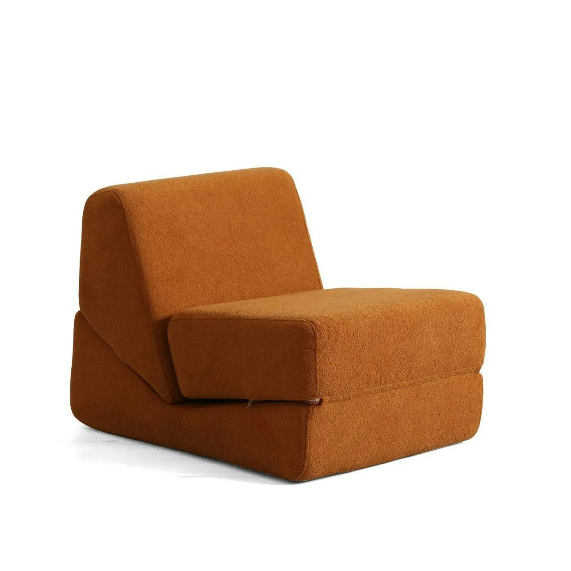 Chauffeuse convertible rouille bouclette, lit d'appoint SAPPO