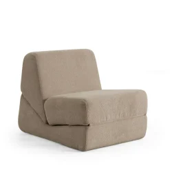 Chauffeuse convertible taupe bouclette, lit d'appoint SAPPO