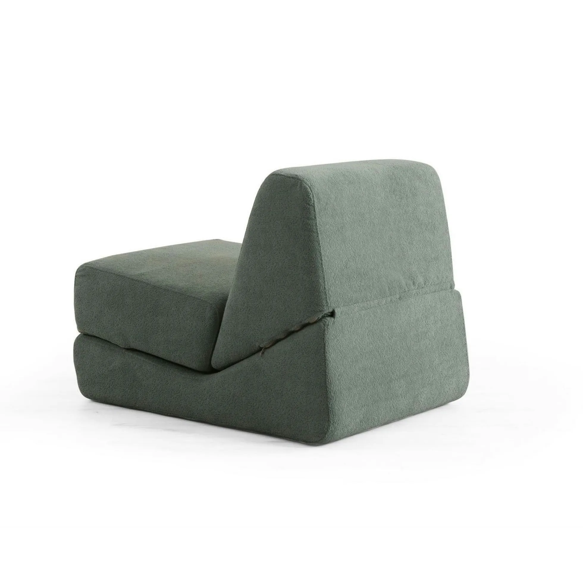 Chauffeuse convertible verte bouclette, lit d'appoint SAPPO