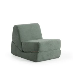Chauffeuse convertible verte bouclette, lit d'appoint SAPPO