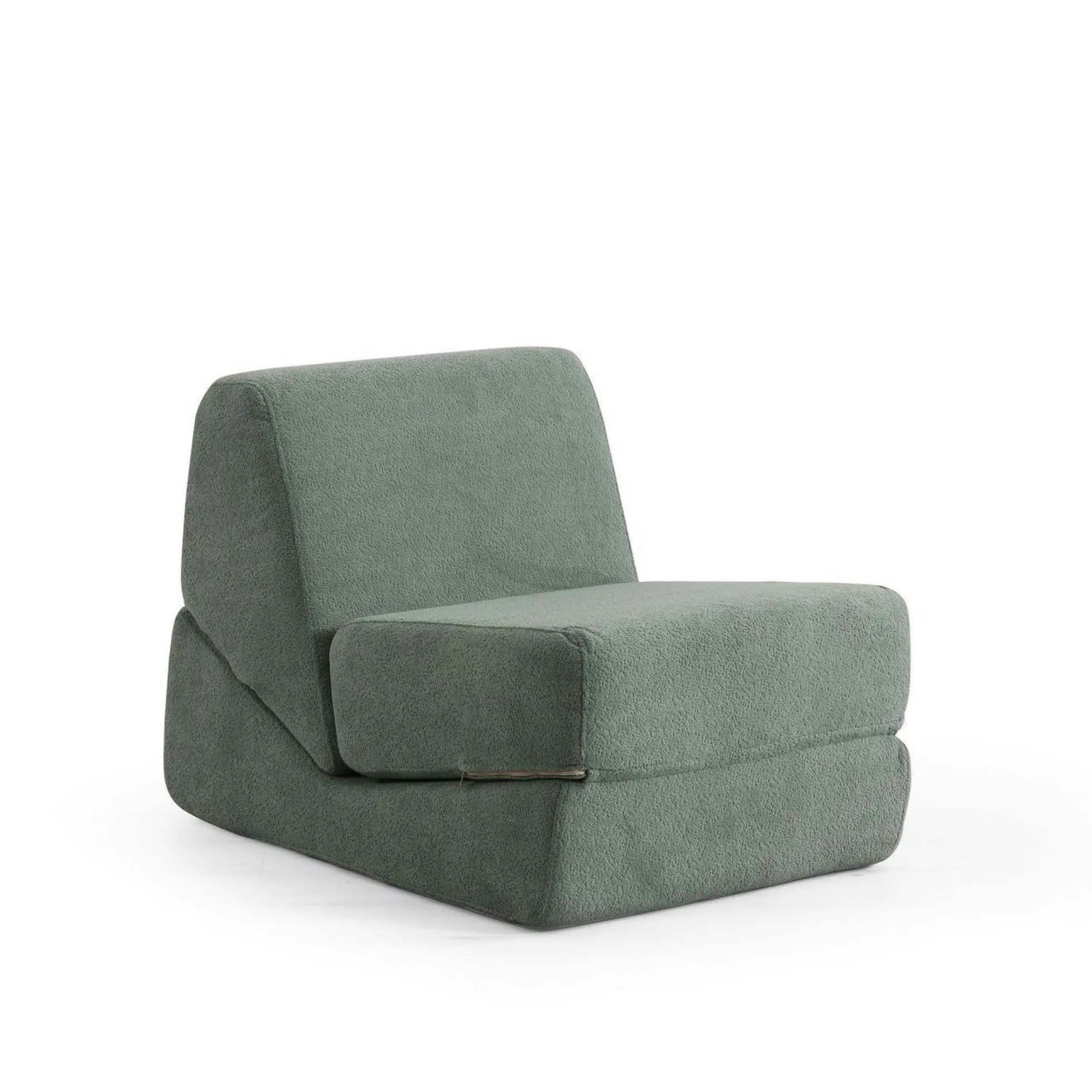 Chauffeuse convertible verte bouclette, lit d'appoint SAPPO
