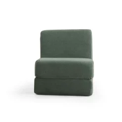 Chauffeuse convertible verte bouclette, lit d'appoint SAPPO
