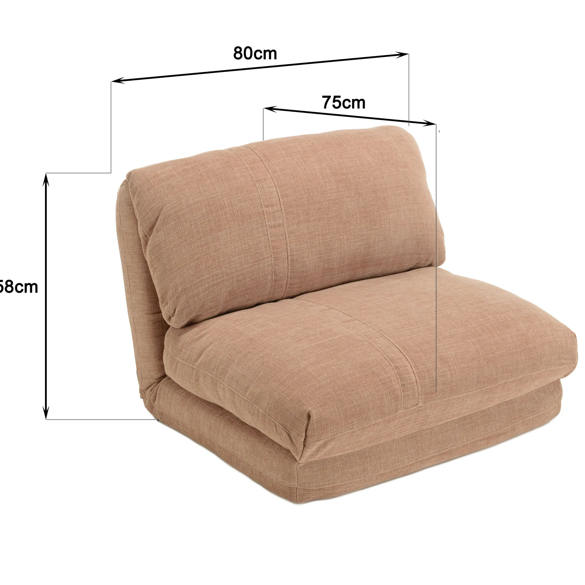 Chauffeuse 1 place multi-position en tissu couleur vieux rose ASTORI