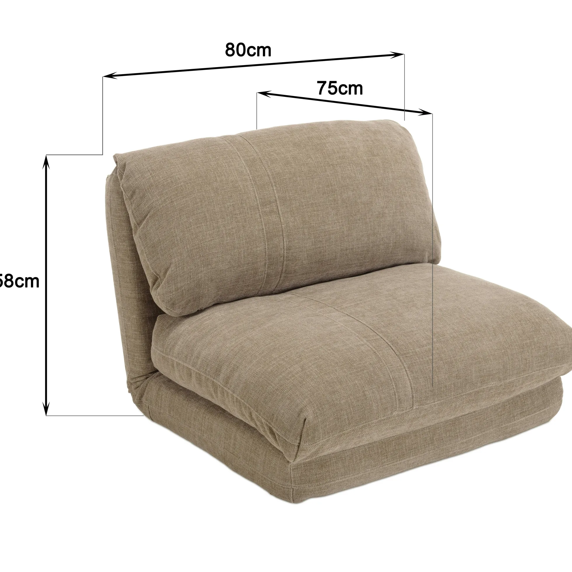 Chauffeuse 1 place multi-position en tissu couleur taupe ASTORI
