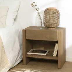 Chevet couleur naturelle 1 tiroir design arrondi VELAR
