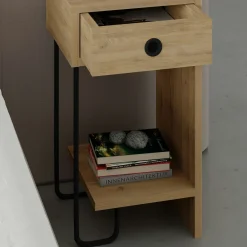 Chevet moderne effet bois - 1 niche ouverte, côté droit JENA