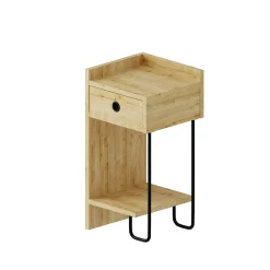 Chevet moderne effet bois - 1 niche ouverte, côté gauche JENA