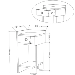 Chevet moderne effet bois - 1 niche ouverte, côté gauche JENA